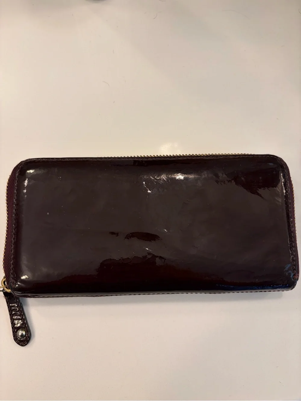 Coach Patent Zip Wallet - Dark Burgundy Patent
